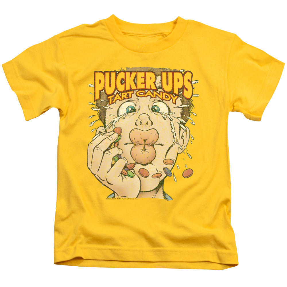 Dubble Bubble Pucker Ups Juvenile Kids Youth T Shirt Yellow (4) Officially Licensed