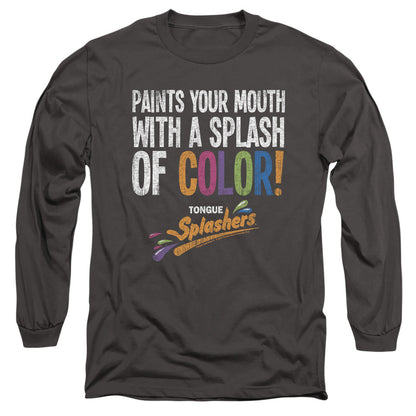 Dubble Bubble Paints Your Mouth Mens Long Sleeve Shirt Charcoal Officially Licensed Officially Licensed