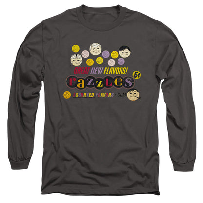 Dubble Bubble Razzles Retro Box Mens Long Sleeve Shirt Charcoal Officially Licensed Officially Licensed