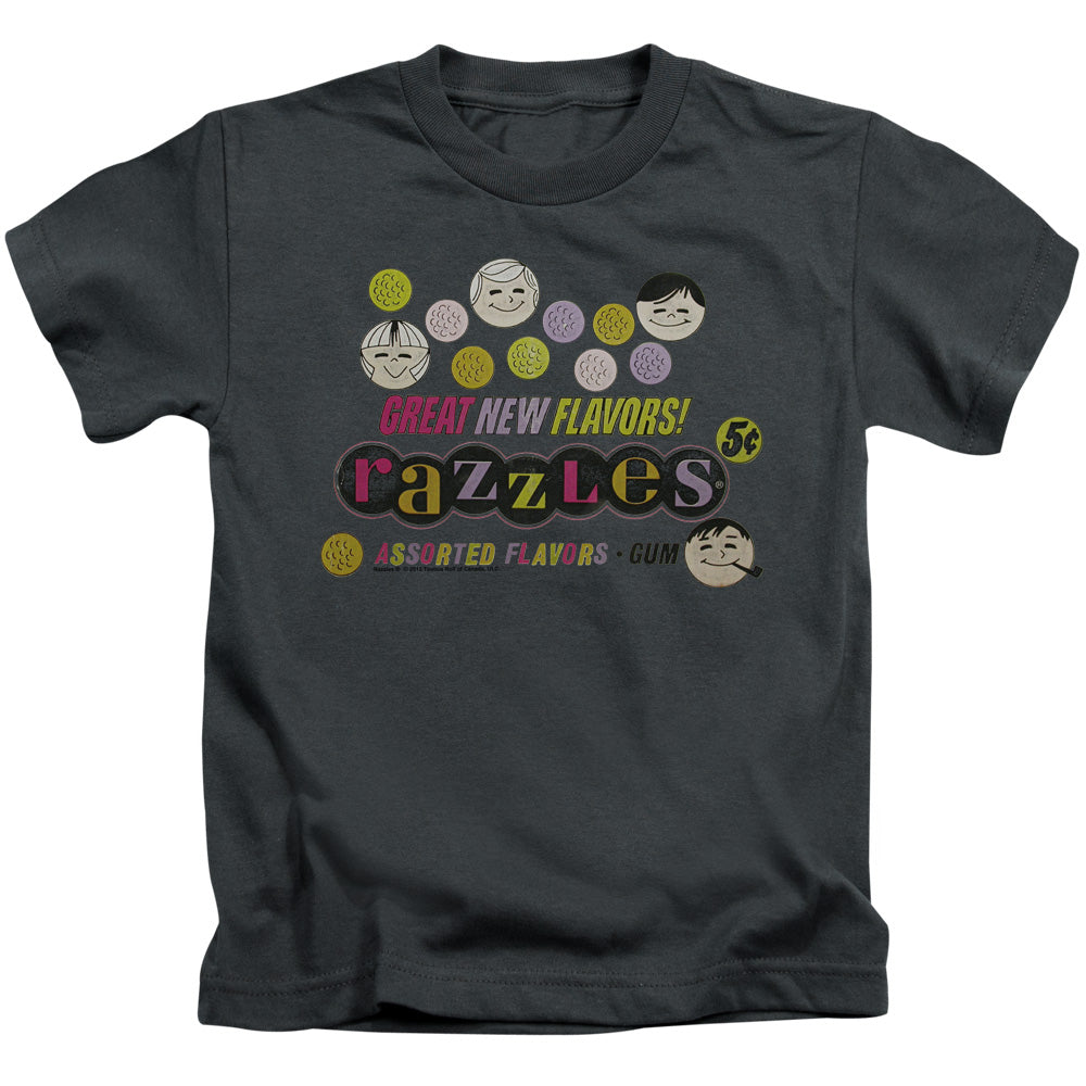 Dubble Bubble Razzles Retro Box Juvenile Kids Youth T Shirt Charcoal (7) Officially Licensed