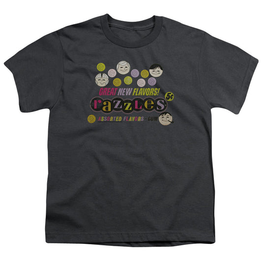 Dubble Bubble Razzles Retro Box Kids Youth T Shirt Charcoal Officially Licensed