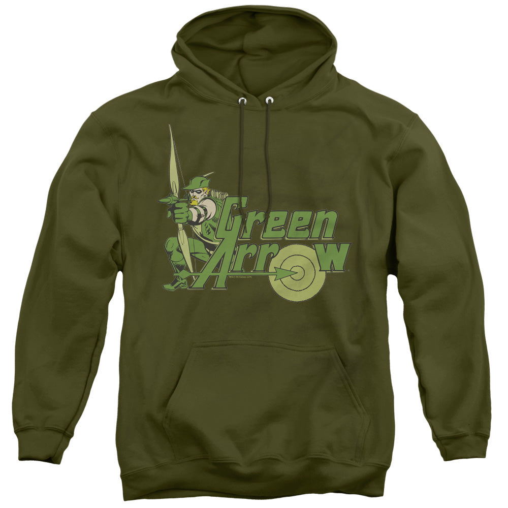 DC Comics Green Arrow Mens Hoodie Military Green Officially Licensed