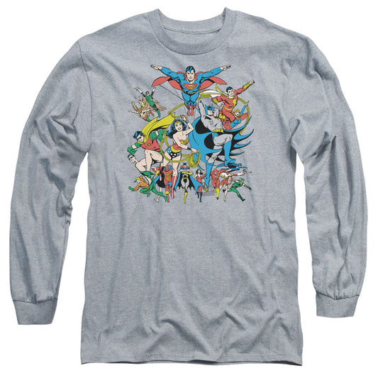DC Comics Justice League Assemble Mens Long Sleeve Shirt Athletic Heather Officially Licensed