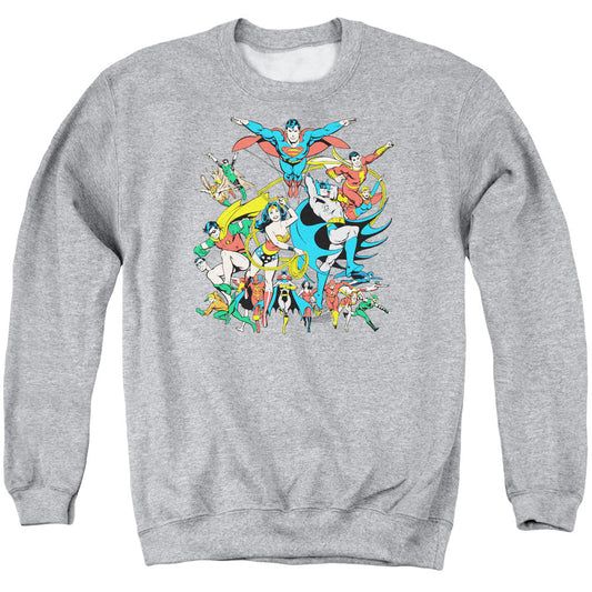 DC Comics Justice League Assemble Mens Crewneck Sweatshirt Athletic Heather Officially Licensed