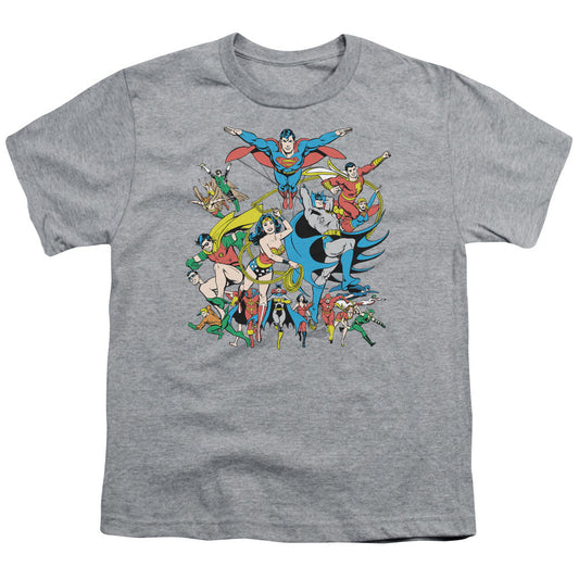 DC Comics Justice League Assemble Kids Youth T Shirt Athletic Heather Officially Licensed