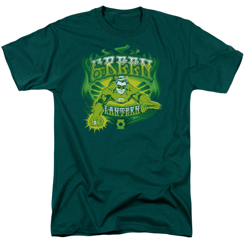 DC Comics Green Flames Mens T Shirt Hunter Green Officially Licensed