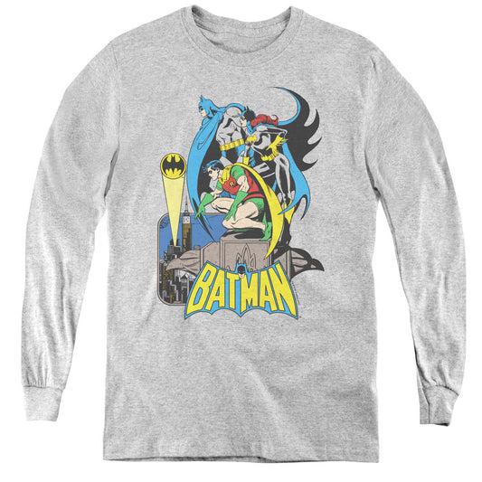 DC Comics Heroic Trio Long Sleeve Kids Youth T Shirt Athletic Heather Officially Licensed