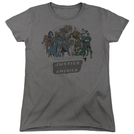 DC Comics Join the Justice League Womens T Shirt Charcoal Officially Licensed