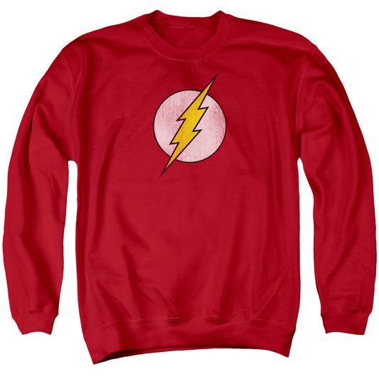 DC Comics Flash Flash Logo Distressed Mens Crewneck Sweatshirt Red Officially Licensed