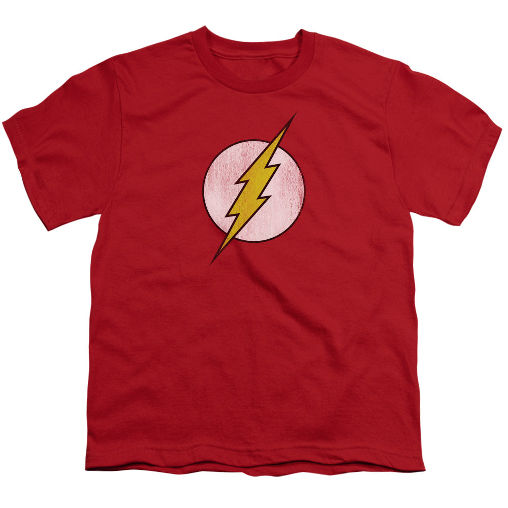 DC Comics Flash Flash Logo Distressed Kids Youth T Shirt Red Officially Licensed