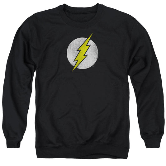 DC Comics Flash Flash Logo Distressed Mens Crewneck Sweatshirt Black Officially Licensed