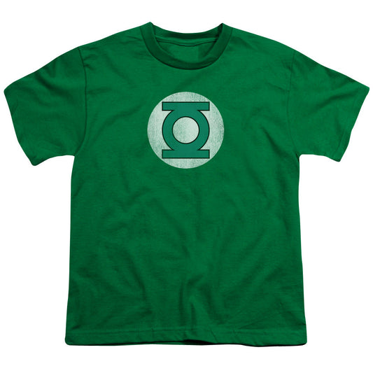 DC Comics Gl Logo Distressed Kids Youth T Shirt Kelly Green Officially Licensed