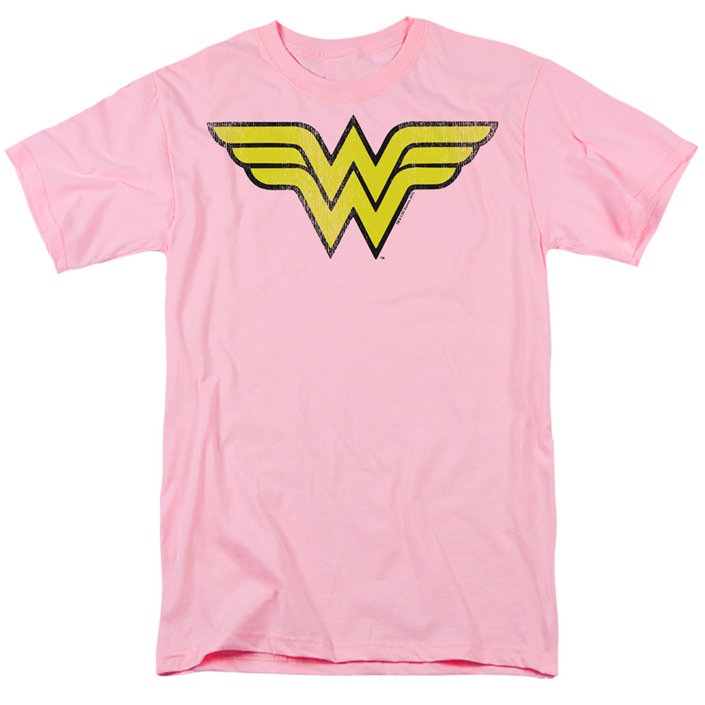 Dc Wonder Woman Ww Logo Distressed Mens T Shirt Light Blue Officially Licensed