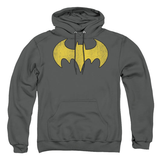 Dc Batgirl Logo Distressed Mens Hoodie Charcoal Officially Licensed