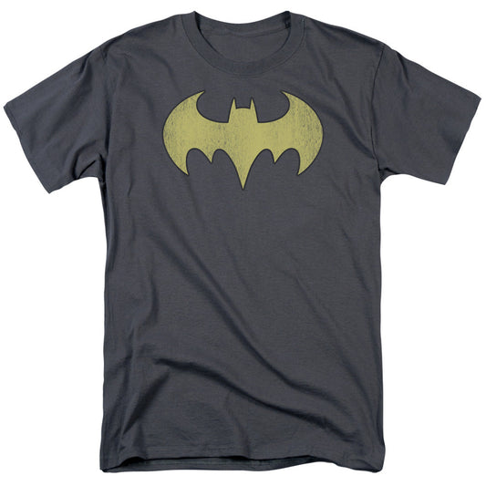 Dc Batgirl Logo Distressed Mens T Shirt Charcoal Officially Licensed