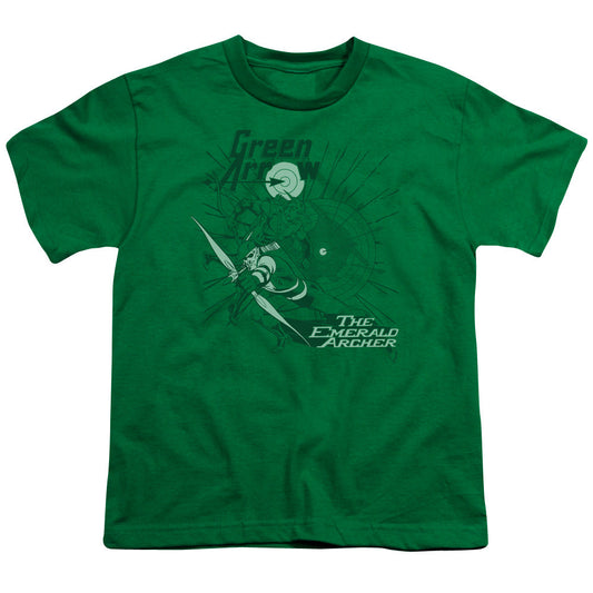 DC Comics the Emerald Archer Kids Youth T Shirt Kelly Green Officially Licensed