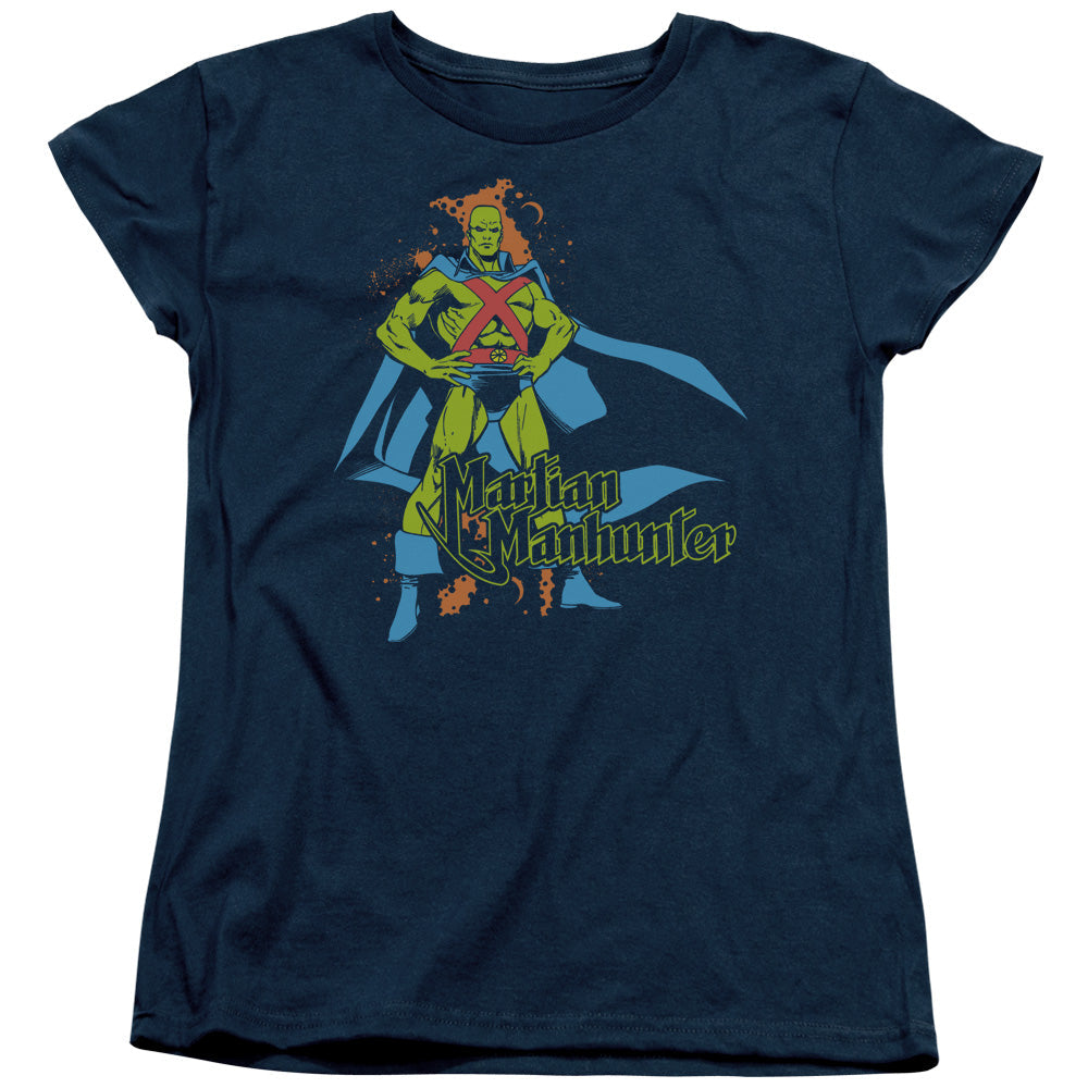DC Comics Martian Manhunter Womens T Shirt Navy Blue Officially Licensed