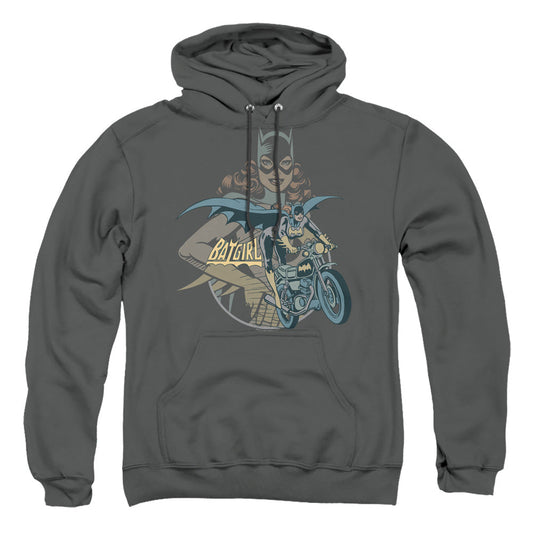 Dc Batgirl Biker Mens Hoodie Charcoal Officially Licensed