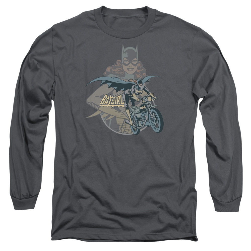 DC Comics Batgirl Biker Mens Long Sleeve Shirt Charcoal Officially Licensed