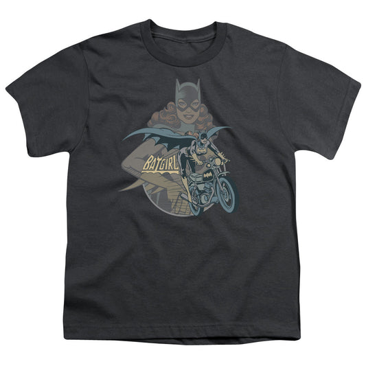 DC Comics Batgirl Biker Kids Youth T Shirt Charcoal Officially Licensed