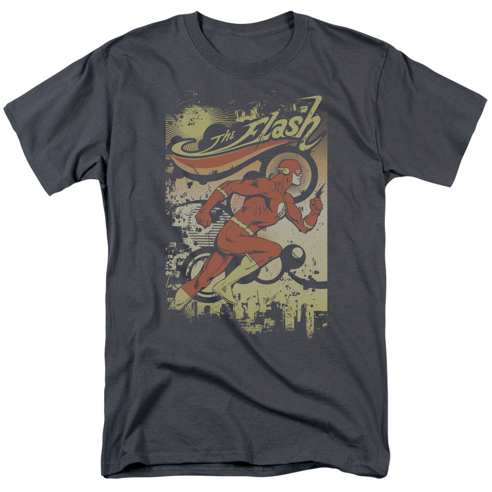 DC Comics Flash Just Passing Through Mens T Shirt Charcoal Officially Licensed
