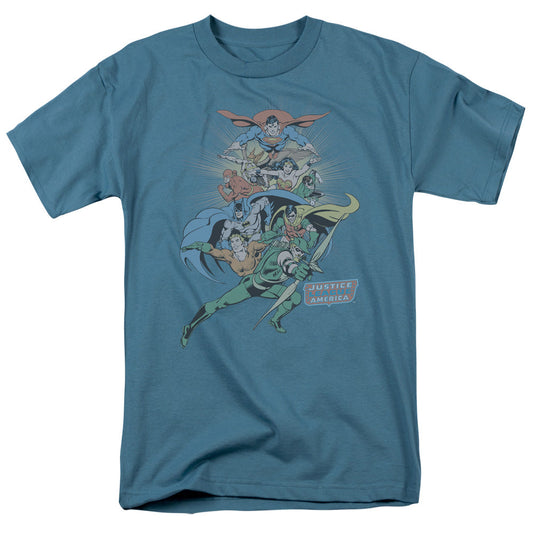 DC Comics in League Mens T Shirt Slate Officially Licensed
