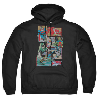 Dc Justice League Boxes Mens Hoodie Black Officially Licensed
