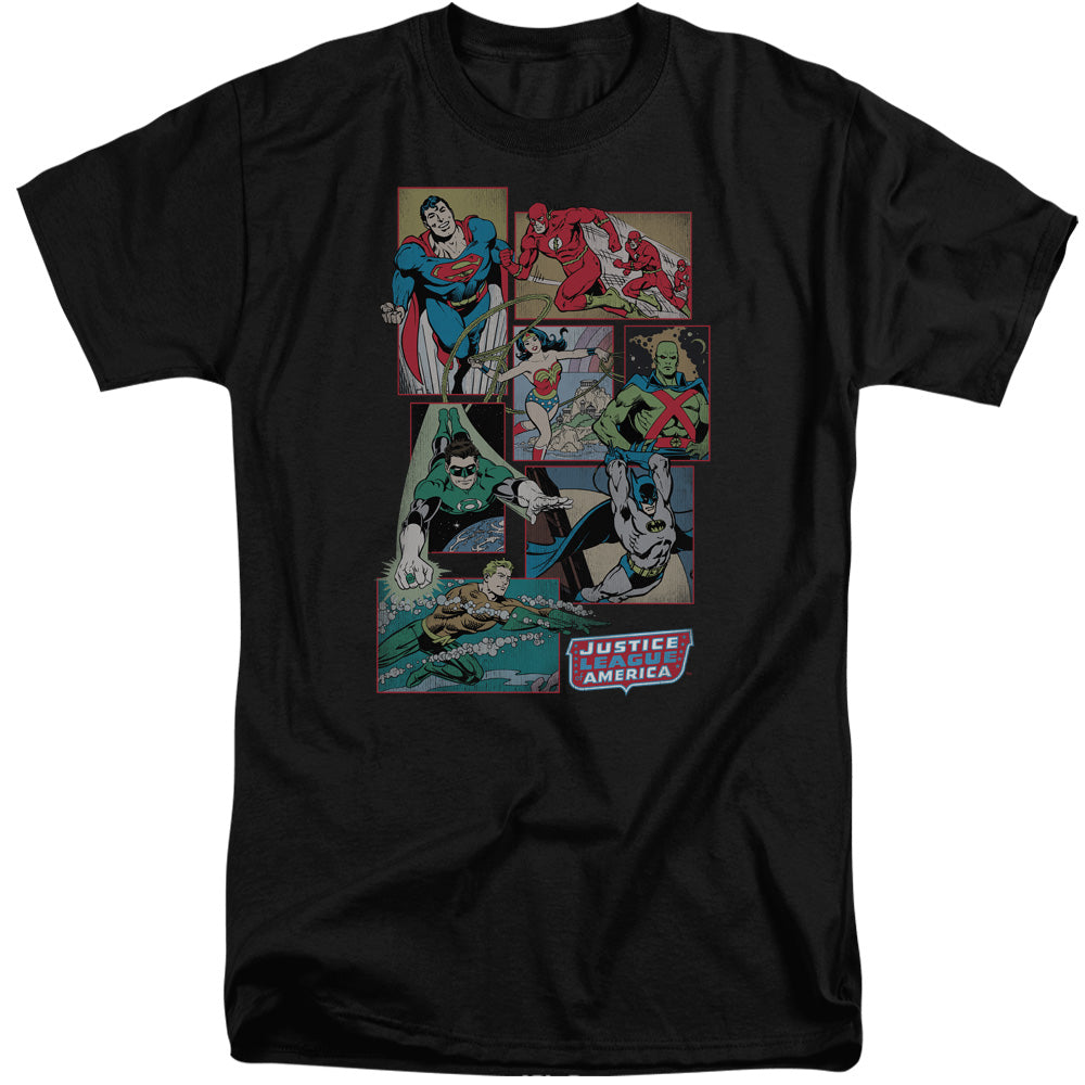 DC Comics Justice League Boxes Mens Tall T Shirt Adult Tall Black Officially Licensed