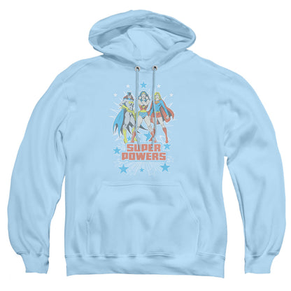 Dc Super Powers X3 Mens Hoodie Light Blue Officially Licensed