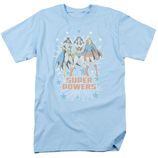 DC Comics Super Powers X3 Mens T Shirt Light Blue Officially Licensed