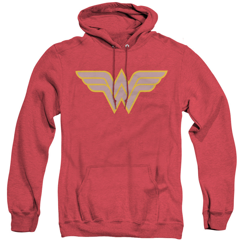 Dc Ww Logo Heather Mens Hoodie Red Officially Licensed