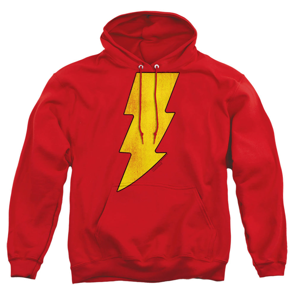 Dc Shazam Logo Distressed Mens Hoodie Red Officially Licensed