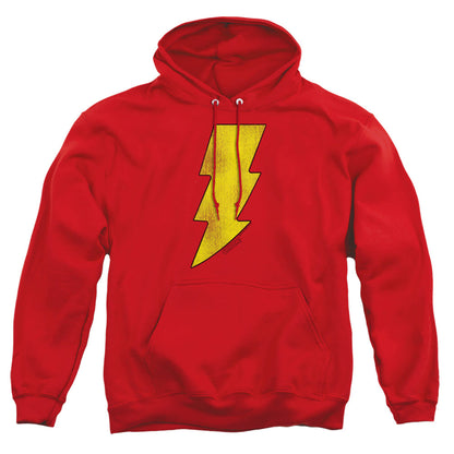 Dc Shazam Logo Distressed Mens Hoodie Red Officially Licensed