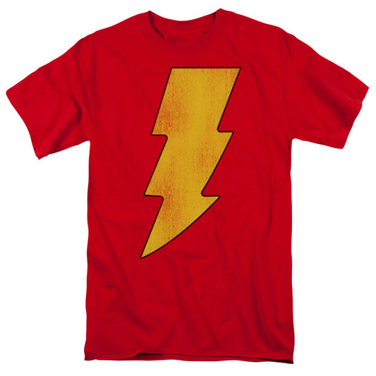 Dc Shazam Logo Distressed Mens T Shirt Red Officially Licensed