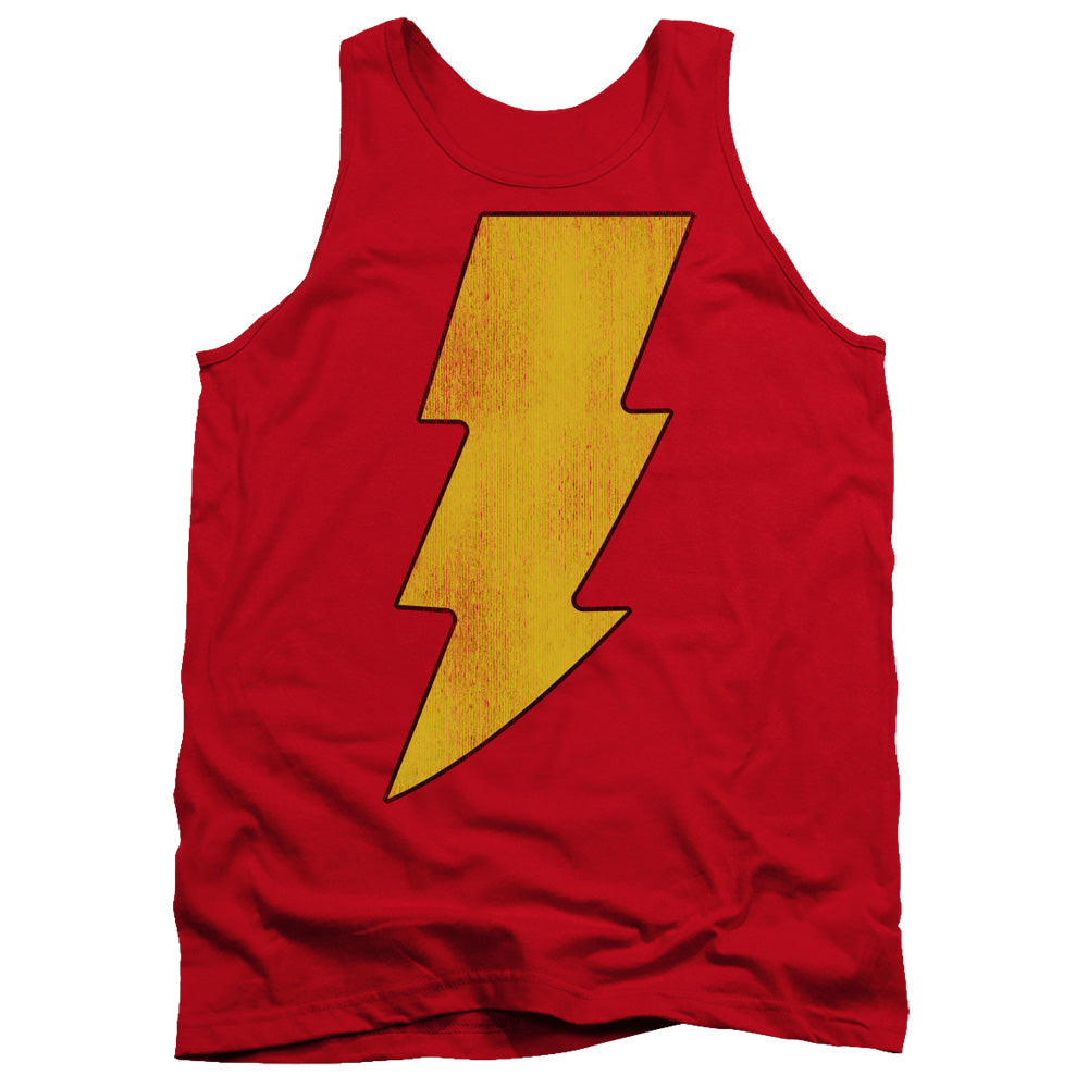 DC Comics Shazam Logo Distressed Mens Tank Top Shirt Red Officially Licensed