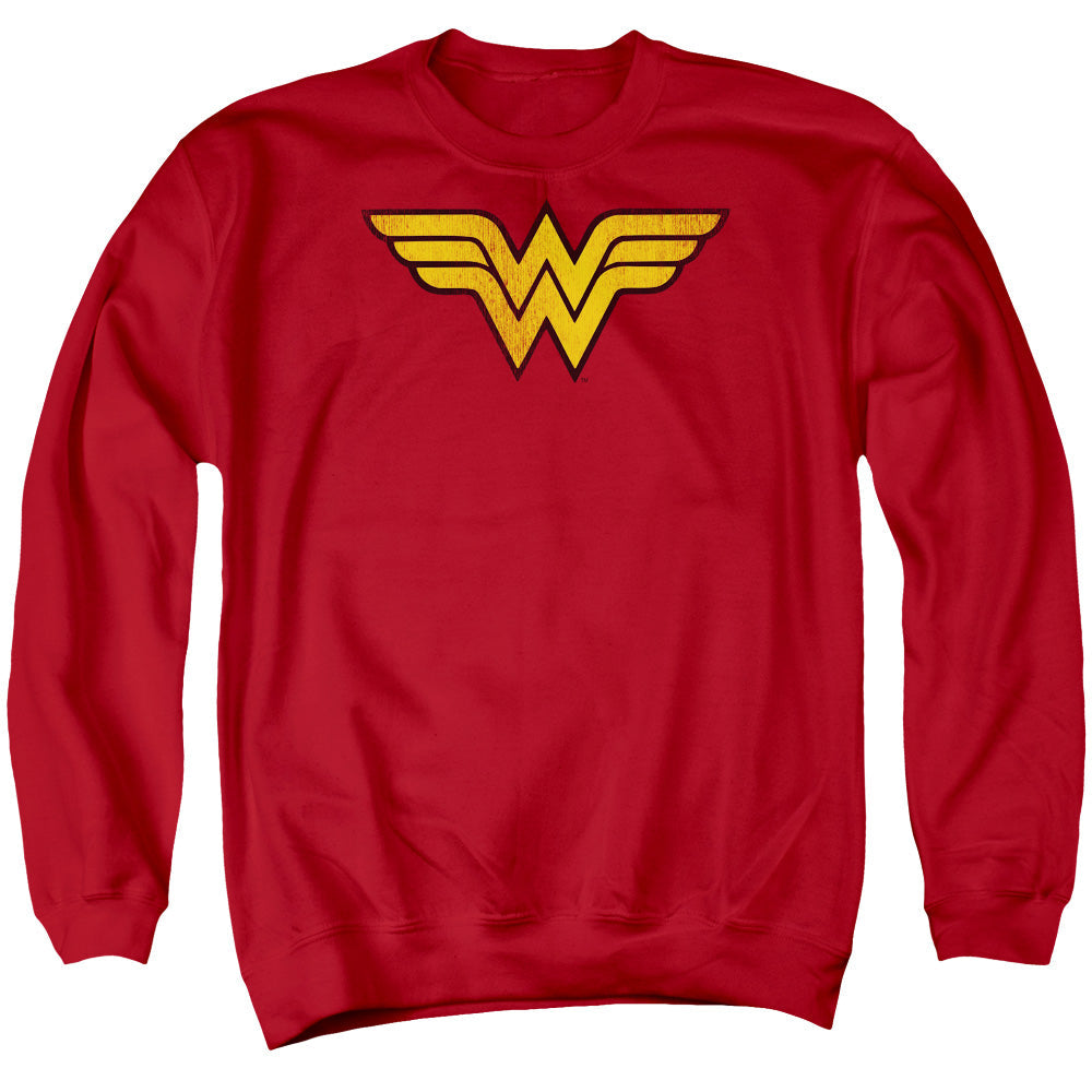 DC Comics Wonder Woman Logo Dist Mens Crewneck Sweatshirt Red Officially Licensed