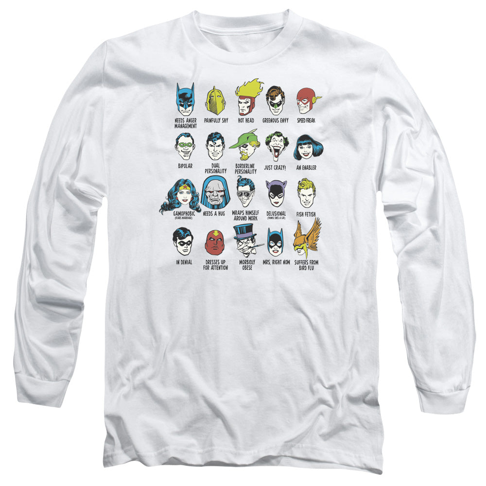 Dc Superhero Issues Mens Long Sleeve Shirt White Officially Licensed
