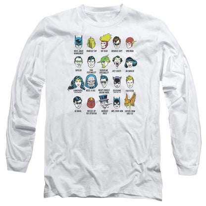 Dc Superhero Issues Mens Long Sleeve Shirt White Officially Licensed