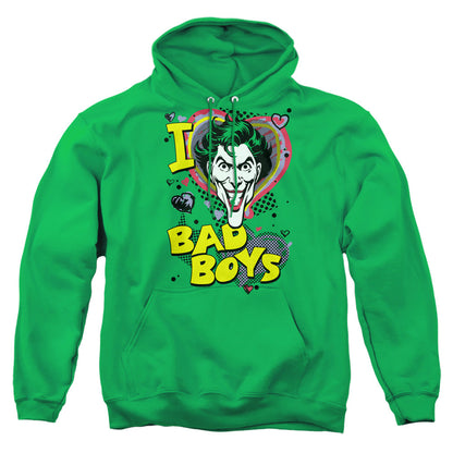 Dc I Heart Bad Boys 2 Mens Hoodie Kelly Green Officially Licensed