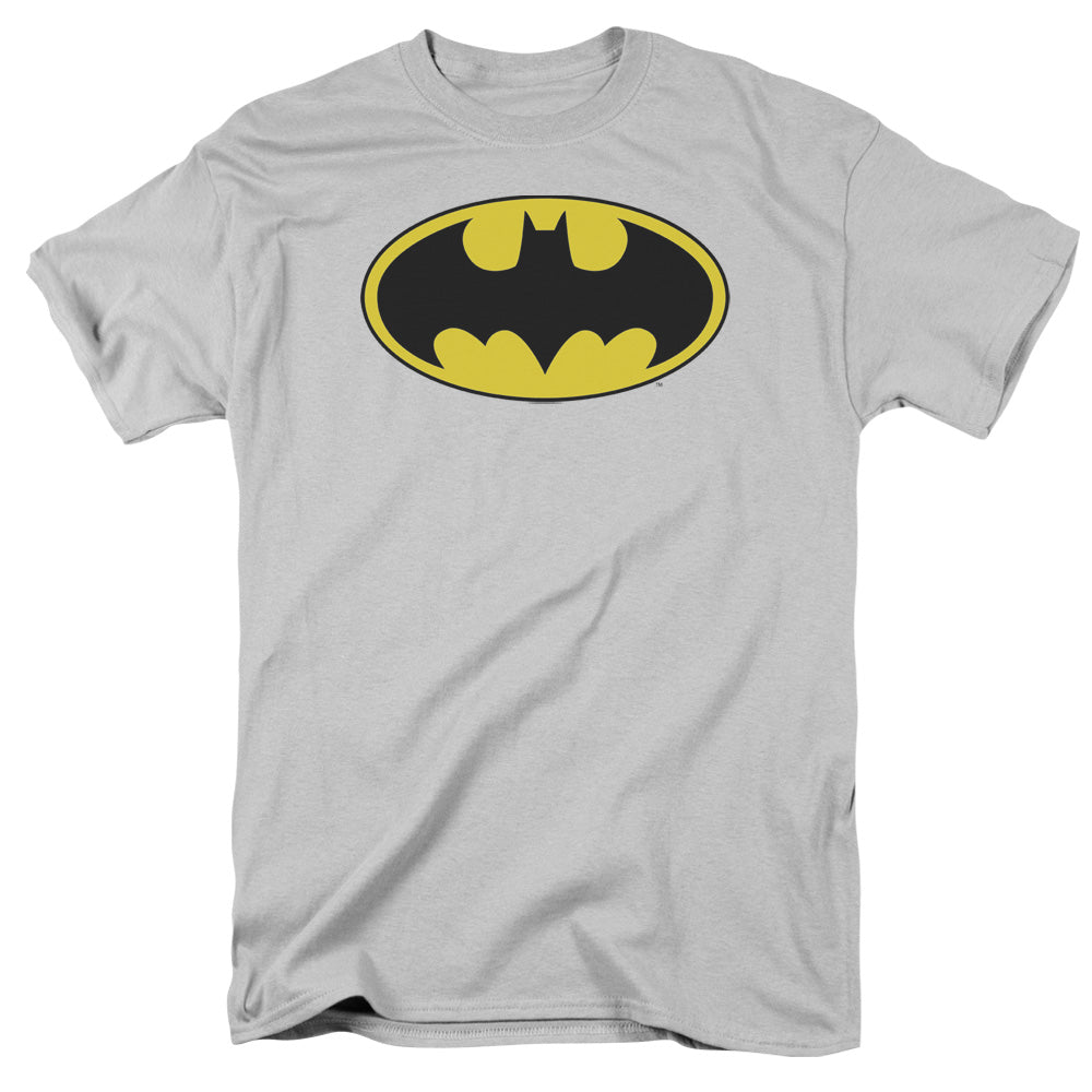DC Comics Batman Logo Mens T Shirt Silver Officially Licensed