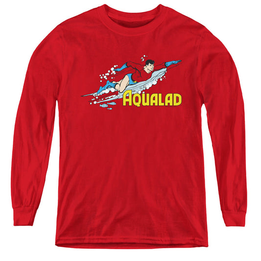 DC Comics Aqualad Long Sleeve Kids Youth T Shirt Red Officially Licensed