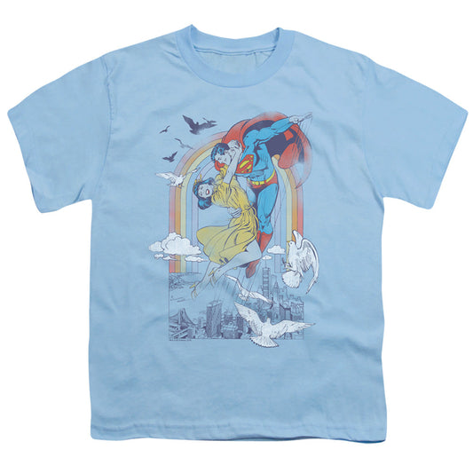 DC Comics Rainbow Love Kids Youth T Shirt Light Blue Officially Licensed