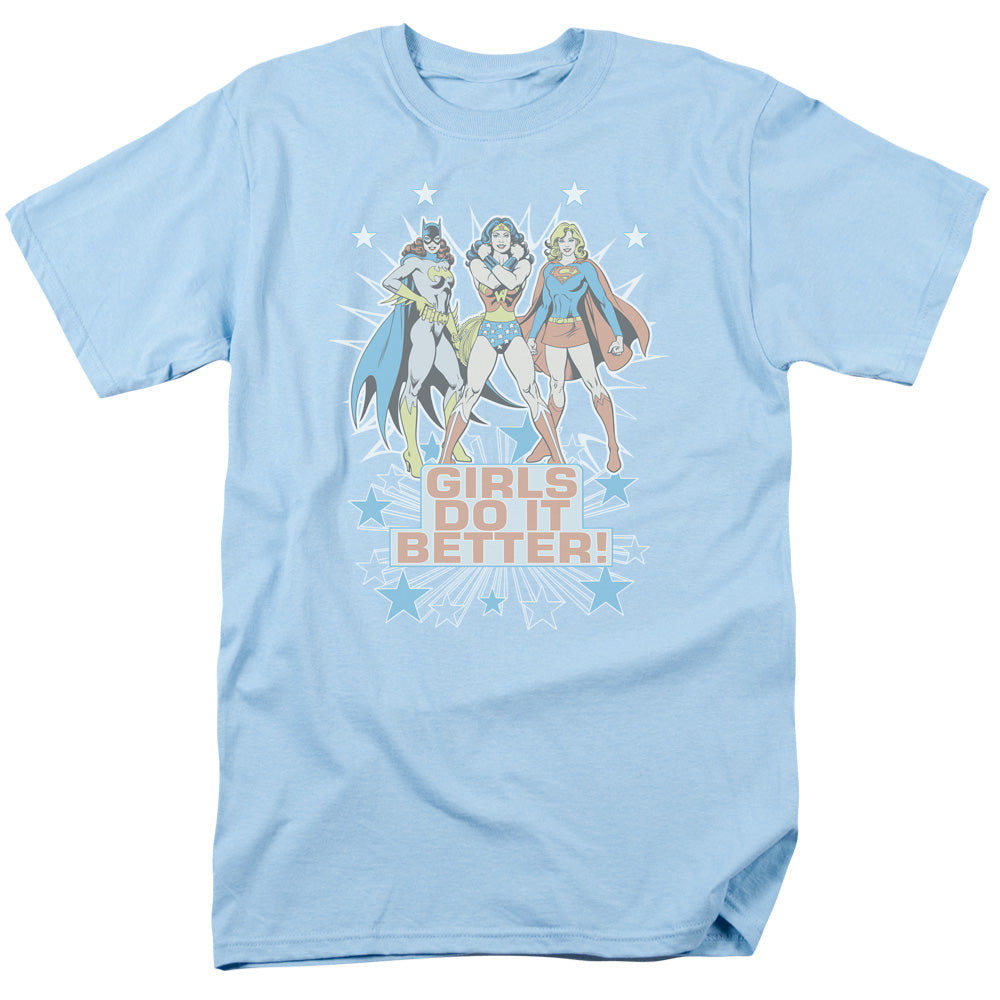 DC Comics Girls Do It Better Mens T Shirt Light Blue Officially Licensed
