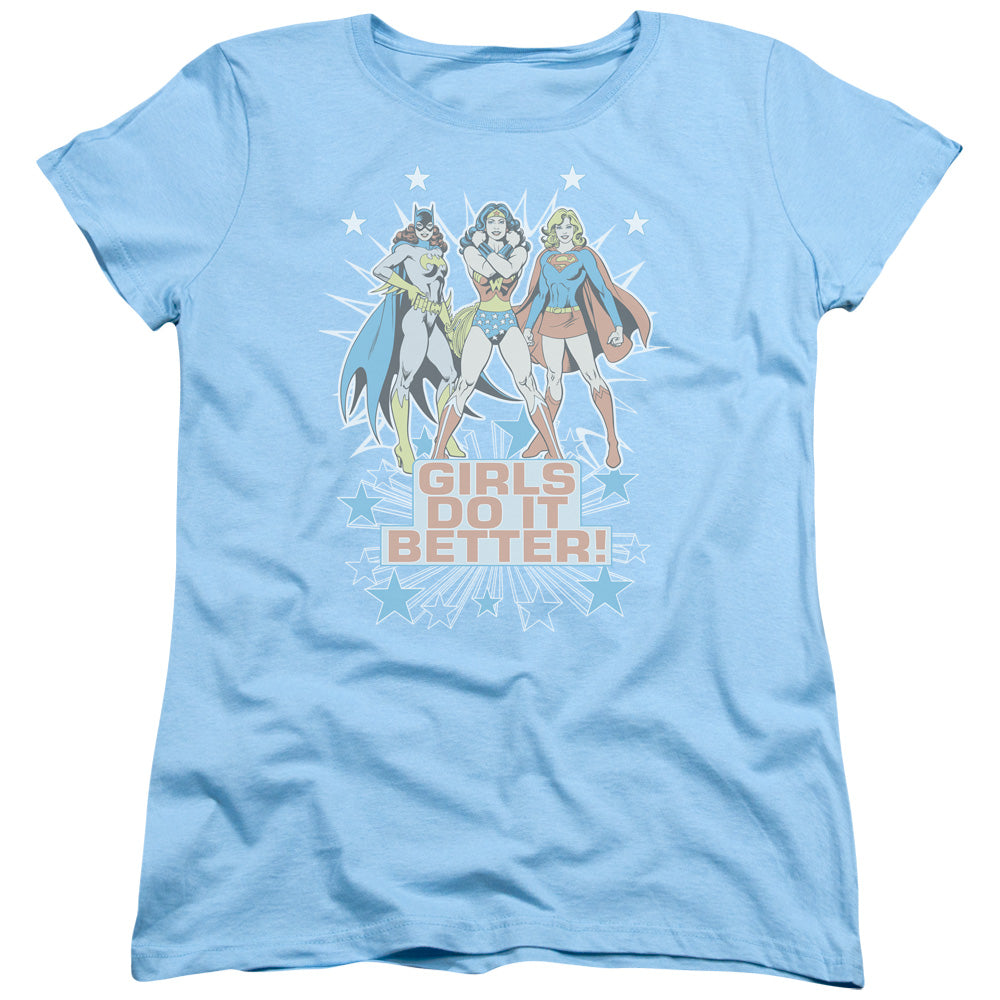 DC Comics Girls Do It Better Womens T Shirt Light Blue Officially Licensed