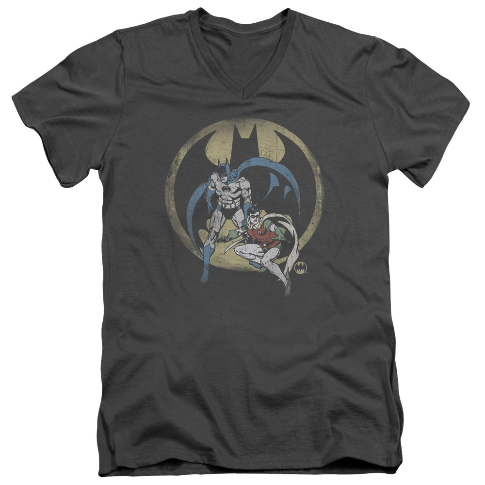 DC Comics Team Mens Slim Fit V Neck T Shirt Charcoal Officially Licensed
