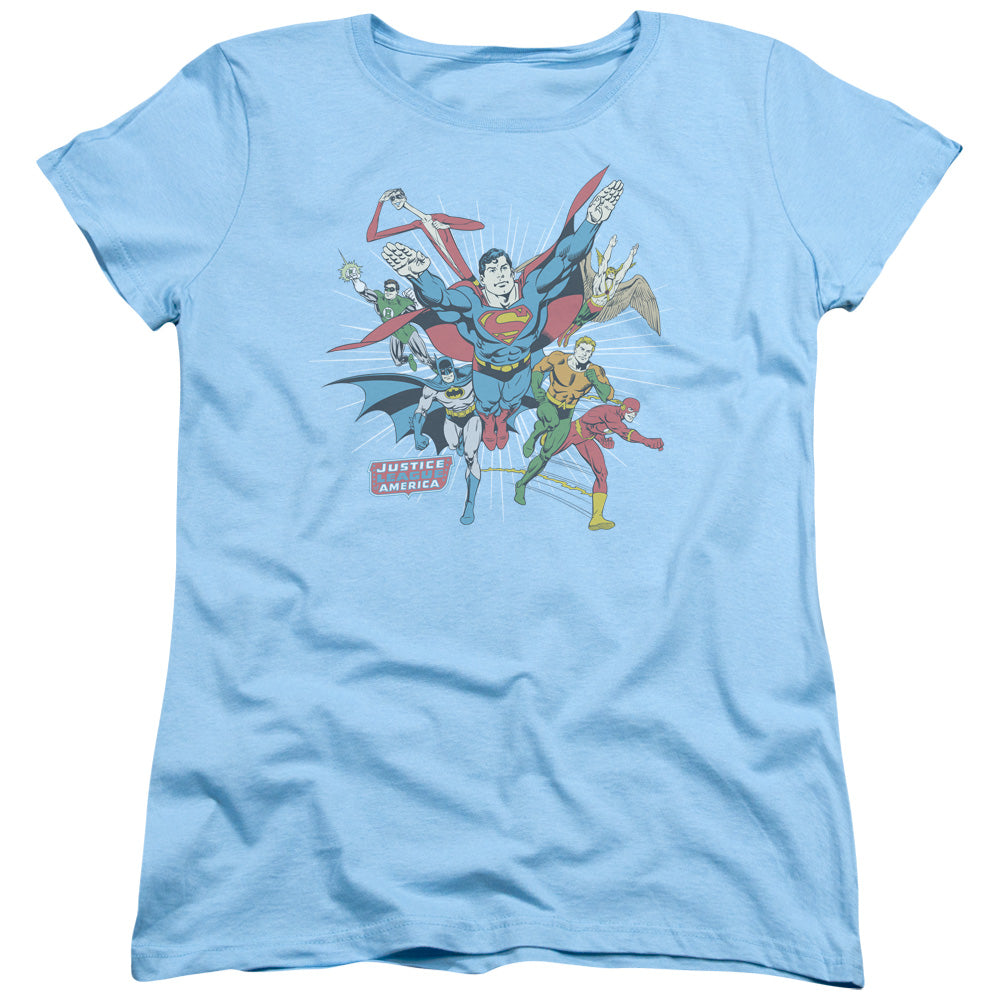 DC Comics Lead the Charge Womens T Shirt Light Blue Officially Licensed
