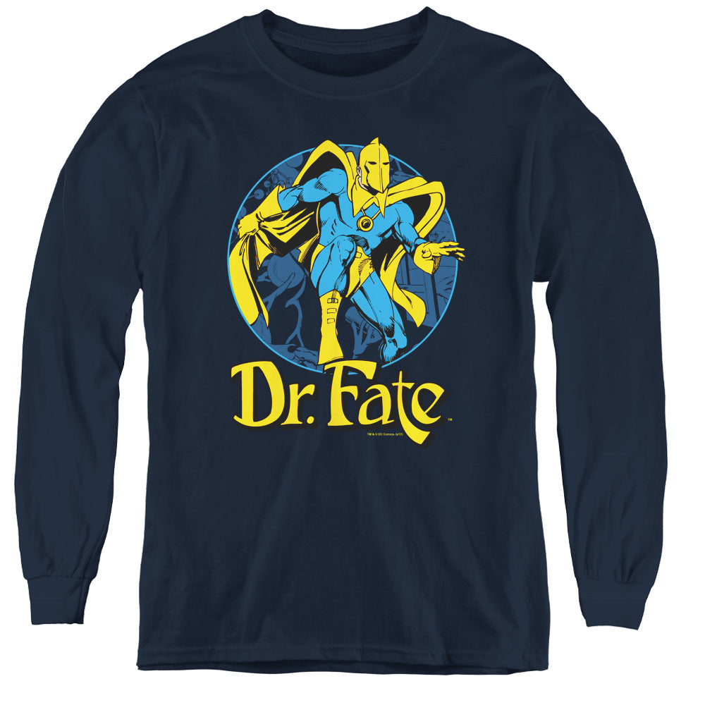 DC Comics Dr Fate Ankh Long Sleeve Kids Youth T Shirt Navy Blue Officially Licensed