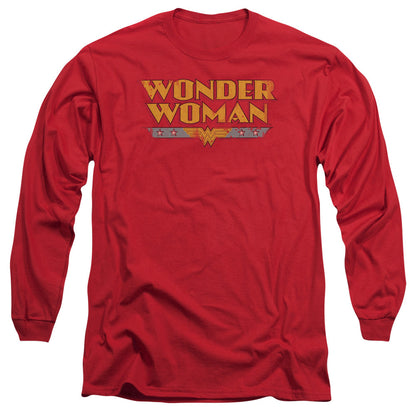 Dc Wonder Woman Logo Mens Long Sleeve Shirt Red Officially Licensed