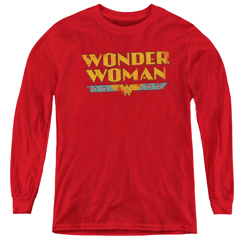 DC Comics Wonder Woman Logo Long Sleeve Kids Youth T Shirt Red Officially Licensed