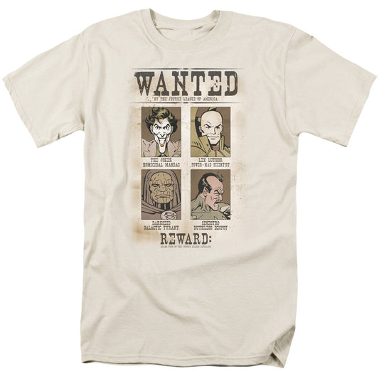 Dc Wanted Poster Mens T Shirt Cream Officially Licensed